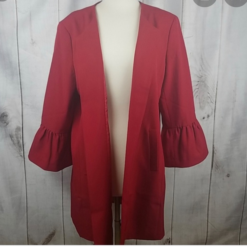 Anne KleinFire red long blazer jacket
